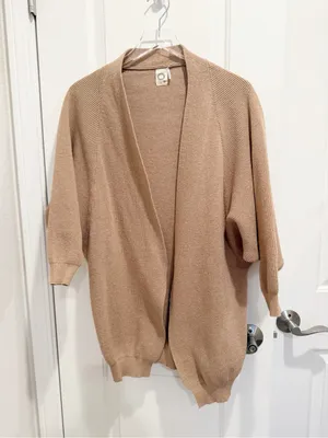 ANTHROPOLOGIE AKEMI + KIN Petra Dolman Sleeve Cocoon‎ Cardigan Sweater Camel thumbnail 5