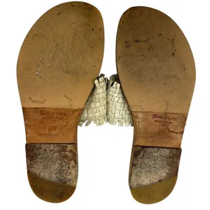 Henry Cuir‎ Slide Sandals Leather Woven Rattan Beaded Tan Brown Size 38 US 8 thumbnail 11