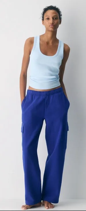 Aritzia Wide-Leg Cargo Joggers in Cobalt Blue Xs thumbnail 1