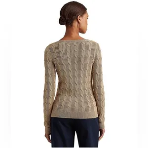 Lauren Ralph Lauren cable knit sweater in tan thumbnail 2