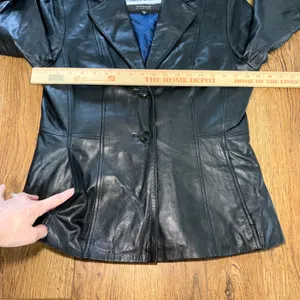Wilsons Leather Pelle Studio Black Blazer Jacket Womens‎ M Chic Biker 90s thumbnail 11
