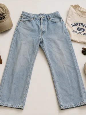 Levis Premium 501 Big E Cropped Jeans Womens 30 Light Wash Straight Leg Denim thumbnail 4