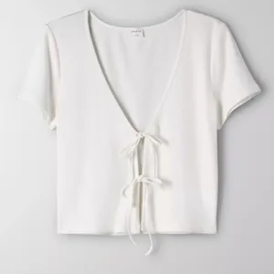 Aritzia Wilfred Free only tie-front tshirt PINK thumbnail 4