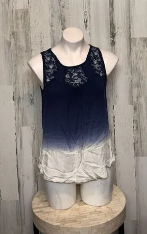 Xhilaration Blue White Ombre Lace Trim Tank Top – Size Medium thumbnail 1