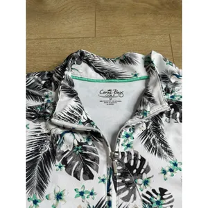 EUC Womens Coral Bay Golf short sleeve quarter 1/4 zip top palm leaves‎ size M thumbnail 4