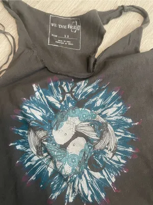 We The Free Black Tank Top with Blue and White Graphic Medallion thumbnail 2