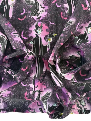 Disney Maleficent Scrubstar Scrub Top 3X Purple Dragon Halloween Villains Goth thumbnail 6