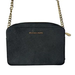 Michael Kors Black & Gold Jet Set‎ Large Crossbody Purse thumbnail 3