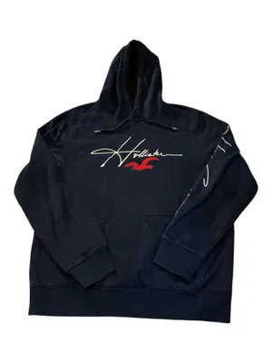 Hollister Must-Have Collection Black Pullover Hoodie Men's Large Embroidered Script thumbnail 1