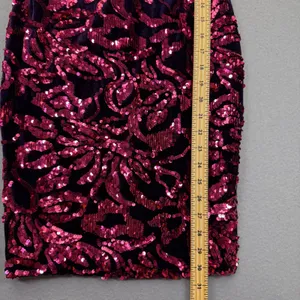 Privy Womens Small Purple Velvet Sequin‎ Bodycon Mini Dress Sweetheart Neckline thumbnail 5