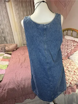Vintage Sleeveless Blue Denim Pocket Shift Dress thumbnail 8