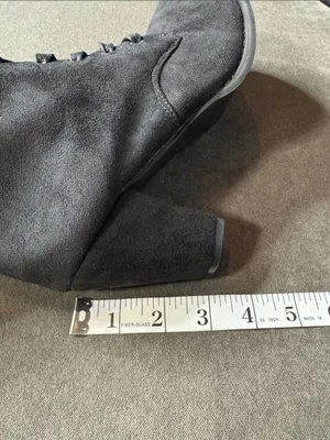 Tall Black Faux Suede Lace-Up Women’s Boots Gothic Size 8.5 (41) NEW thumbnail 8