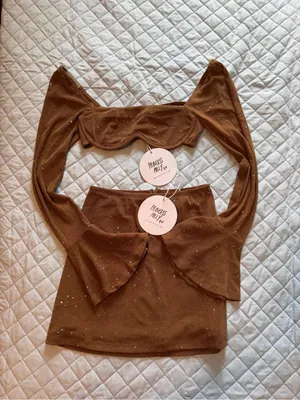 Princess Polly Brown Glitter Long Sleeve Mini Skirt Set thumbnail 2