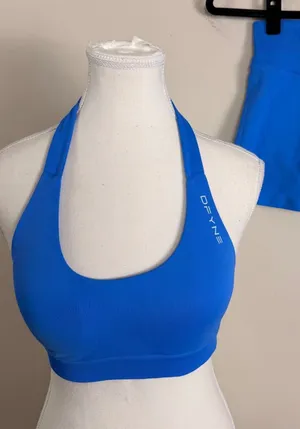 DFYNE Impact Halter Sports Bra and Scrunch Shorts Set Cobalt Blue XS thumbnail 1