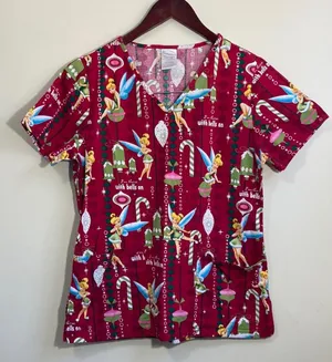 Disney Tinkerbell Women’s Scrub Top Size XS thumbnail 1