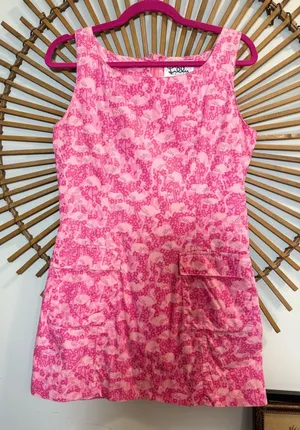 Vintage Lilly Pulitzer White Tag Pink Flamingo Dot Print Logo Mini Dress H2F thumbnail 1