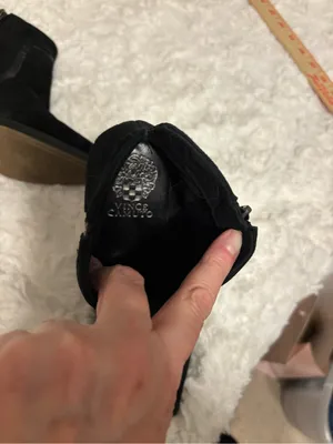 Vince Camuto Grania Black Suede Ankle Boots 7 Pointed Toe Western thumbnail 2