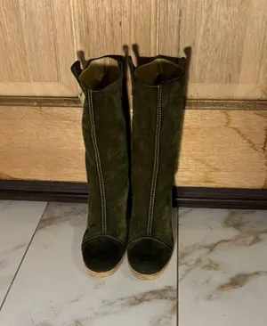 Vero Cuoio WOMENS leather boots olive green size 39.5 thumbnail 1