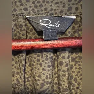 Rails Jasmine Cheetah Print Dress Olive Green Batik Large Cinched Waist thumbnail 5