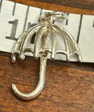 Silver plated umbrella pendant charm thumbnail 1