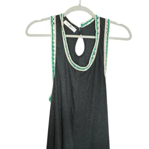 Natural Life Size Large Charcoal Gray Crochet Trim Harem Jumpsuit Lightweight thumbnail 5