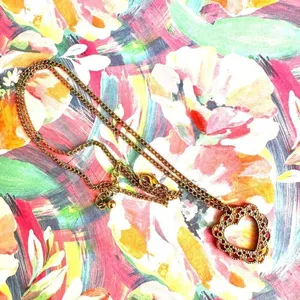 Gold tone open heart pendant necklace thumbnail 6