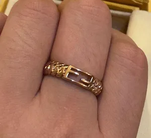 Fendi Baguette Metal Oro Rosa Ring Size M thumbnail 5