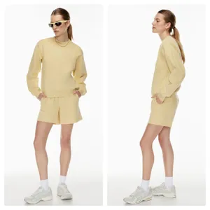 Aritzia TNA Cozy Fleece Perfect Crew Sweatshirt Yellow Solid Pullover Women's XS thumbnail 8