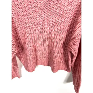 American Eagle Outfitters Pink Textured Chunky Knit Cropped‎ Sweater Women's S thumbnail 3