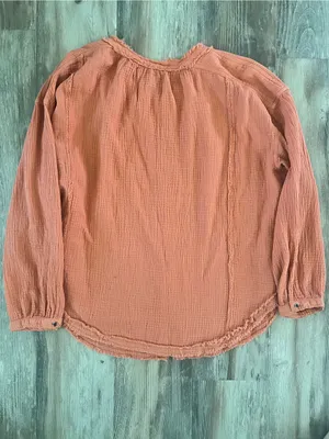 NWT Free People We The Free Button-Front Gauze Shirt/Jacket in Rust Bohemian thumbnail 9