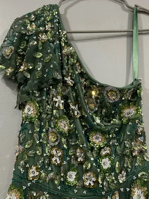 Mac Duggal 6159 Green One Shoulder Embellished A Line Gown sz 4 thumbnail 5