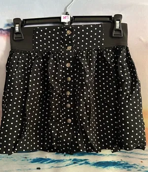 American Eagle Black Polka Dot Button-Front Skirt XS thumbnail 1