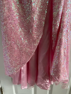 MoriLee by Madeline Gardner Strapless Pink Sequin Evening Gown size 3/4 thumbnail 3