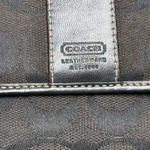 Coach Vintage Signature Monogram Slim Envelope Wallet Brown Canvas Leather‎ Trim thumbnail 6