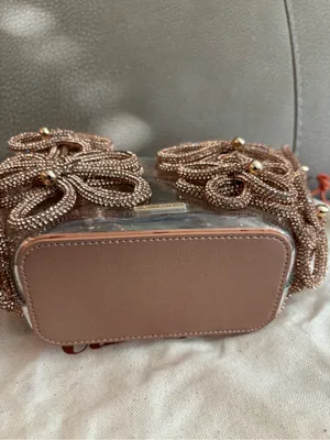 NWT cult gaia clear mini tote with rose gold beaded floral accents thumbnail 5