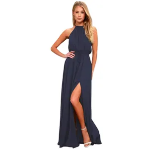 Lulus Essence of Style Halter Navy Blue Maxi Dress size XS NWT thumbnail 3