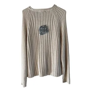 Carolyn Taylor Cream Ribbed Knit Sweater Womens Large Raglan Sleeve Pocket thumbnail 7