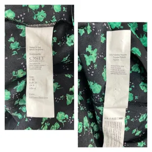 ASOS Subdued Emerald Leaf Floral Print Ruffle Tiered Flare Sleeve Dress thumbnail 10