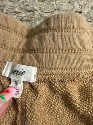 aerie tan beige High Waisted Chillax Fleece Lounge Shorts - size XL thumbnail 8