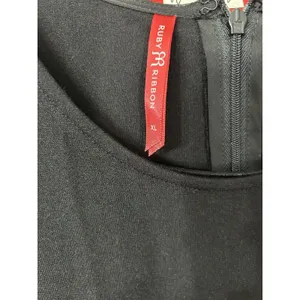 Ruby Ribbon Short Sleeve Black Slimming Lined Shapewear Black Knit Dress Size XL thumbnail 2