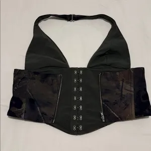 White Fox Throw It Away Woodland Camo Halter Bustier Corset Top Small thumbnail 13