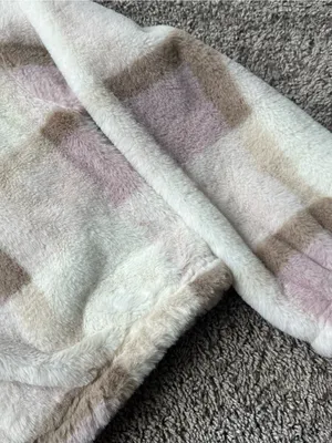 Timing Plush Zip-Up Jacket in Cream, Blush & Tan Plaid thumbnail 4