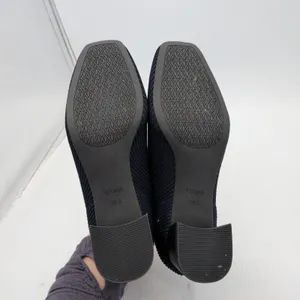 VIVAIA Melody 2.0 Square Toe Chunky Navy Ribbed Knit Block Heel Pumps 7.5 38.5 thumbnail 7