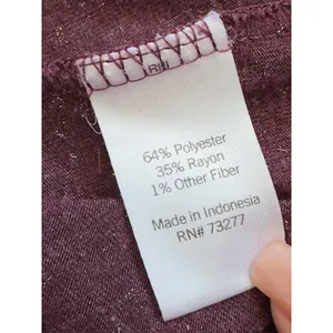 APT 9 Modern‎ Essentials V Neck Tunic Long Sleeve Shirt Burgundy Gold Glitter thumbnail 6