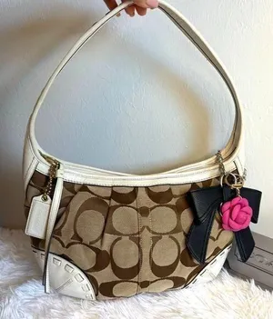 y2k COACH Brown Cream Signature Ergo Hobo Shoulder Bag thumbnail 1