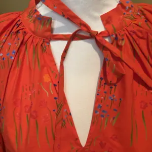 Brittany Fuson Orange Floral Maxi Dress‎ Size Small Cotton Tie Waist Pockets thumbnail 6