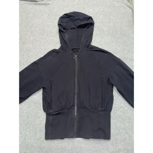 Lululemon Black Full Zip Balloon Sleeve Hooded Sweater Jacket 6 thumbnail 2