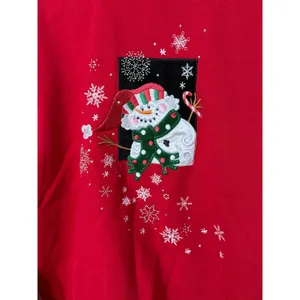Top Stitch Morning Sun Red Snowman Christmas Sweatshirt‎ Vintage Womens Medium thumbnail 2
