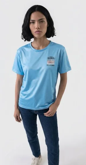 Light Blue 'Just a Girl Who Loves Horses' Graphic Tee Size L thumbnail 1