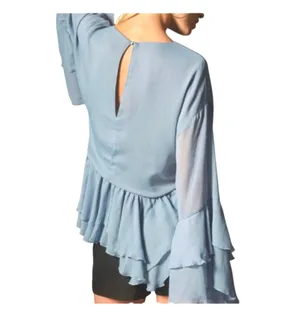 Anthropologie Long Sleeve Ruffle Tunic Size L Feminine Flowy Blouse Fairy thumbnail 4